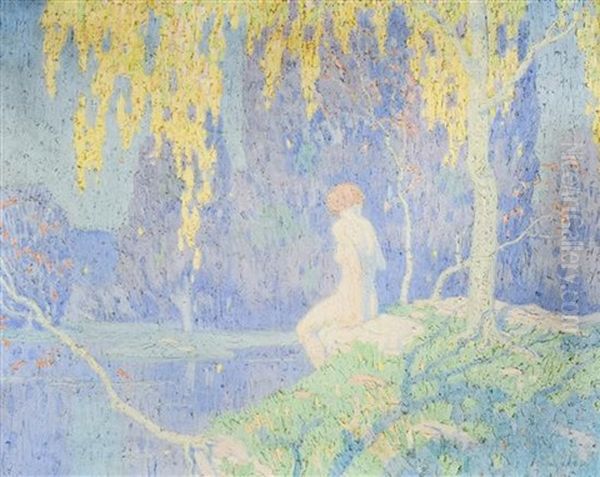 Nude Female At Riverbank - view 1