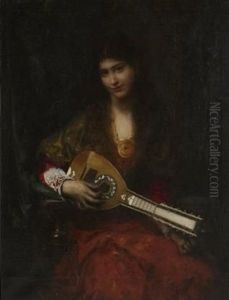 La Joueuse De Mandoline by Jules Machard