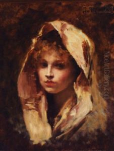 Portrait Of A Beautiful Young Girl by Jules Machard