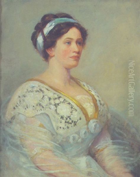 Portrait Of A Lady In A Light Blue Gown - view 1