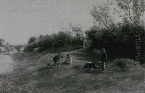 Children Playing On A Grassy Bank by William Darling MacKay