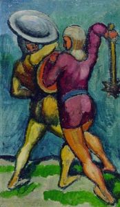 Zwei Kampfende by August Macke