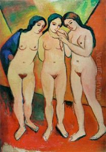 Drei Nackte Madchen by August Macke