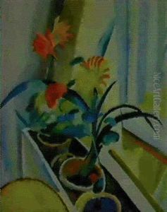 Blumenkasten Mit Kaktus by August Macke
