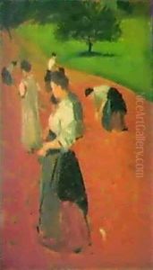 Arbeitende Frauen Auf Dem Feld. by August Macke