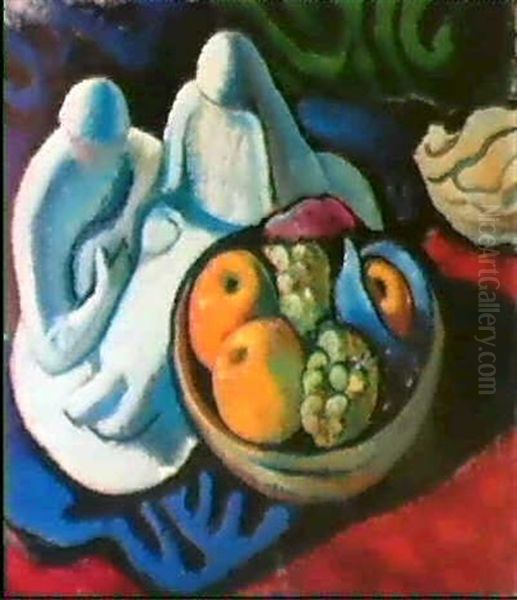 Stilleben Mit Barlach-gruppe Und Schale Mit Apfeln - view 1
