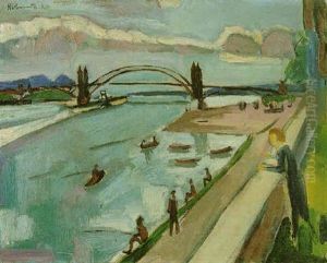 Rheinbrucke Bei Krefeld by Helmuth Macke