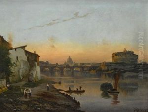 A View Of St. Peter's Basilica And Castel Sant'angelo, Rome