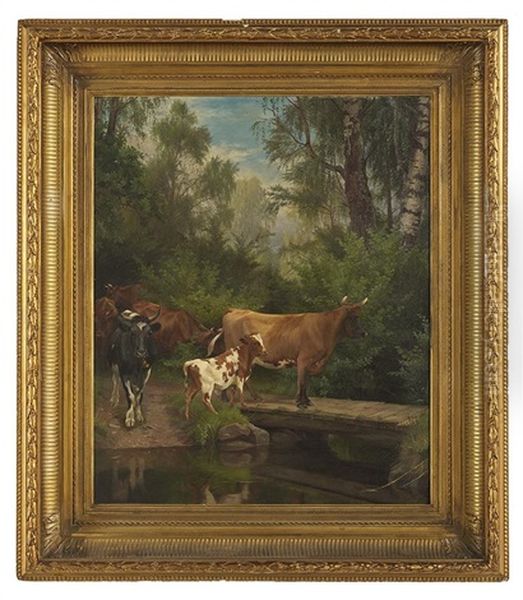 Cattle At The River Crossing - view 1