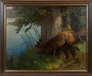 Fox On The Prowl by Adolf Heinrich Mackeprang