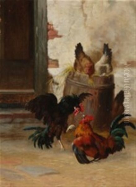 Two Cocks Fighting - view 1