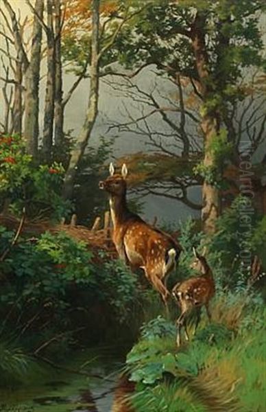 A Doe With A Fawn - view 1