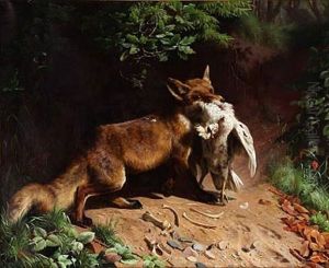 En Raev Kommer Hjem Med En Hone by Adolf Heinrich Mackeprang