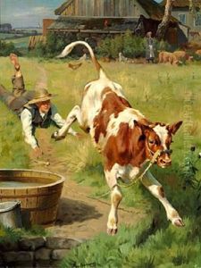 En Glad Kalv. Skaane by Adolf Heinrich Mackeprang