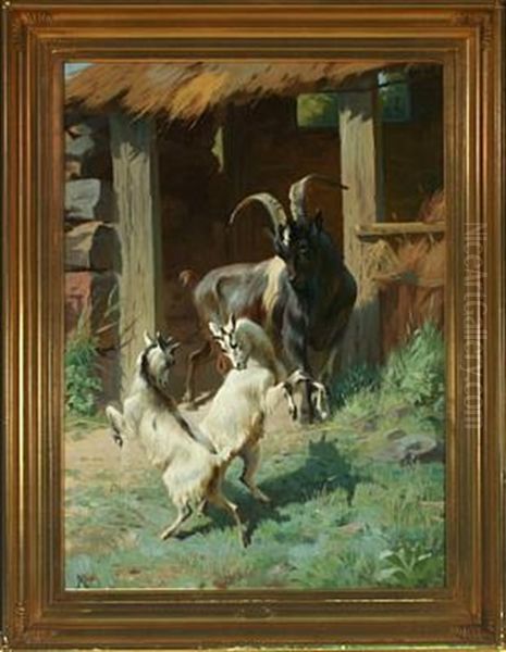 Goat Watching Two Kids Playing - view 1