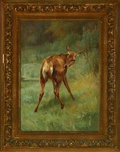 Landscape With Roe Deer by Adolf Heinrich Mackeprang