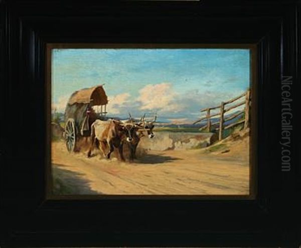 Italian Scenery With Oxdrawn Cart - view 1