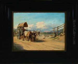 Italian Scenery With Oxdrawn Cart