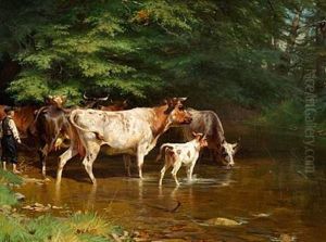 The Cows Are Being Watered by Adolf Heinrich Mackeprang