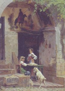 To Italienerinder I Passiar Ved Bord To Italienerinder I Passiar Ved Bord