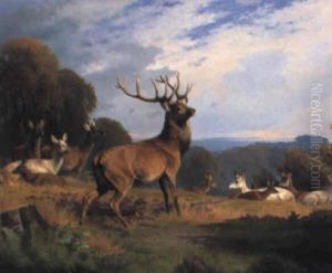 Kronvildt Pa En Slette by Adolf Heinrich Mackeprang