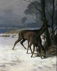 Rehe Am Waldesrand by Adolf Heinrich Mackeprang