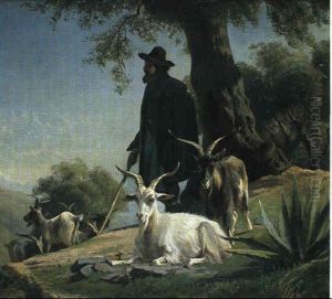 Hyrde Med Geder by Adolf Heinrich Mackeprang