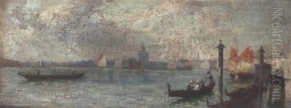 Figures In A Gondola, Santa Maria Della Salute Beyond - view 1
