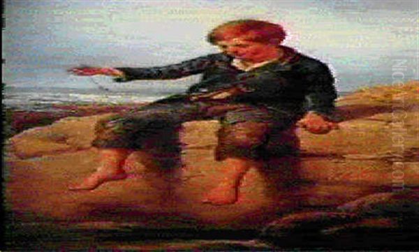 Jeune Pecheur Sur Les Rochers - view 1