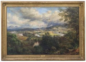 Paisaje Con Poblado Y Rio