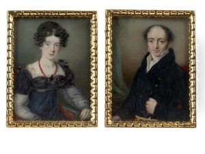 A Pair Of Miniatures Portraying Mr And Mrs Nichols