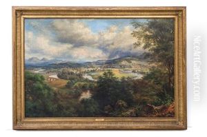 Paisaje Con Poblado Y Rio