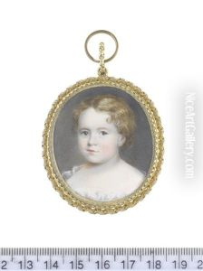 A Young Child, Wearing White Dress With Lace Trim And Blonde Wavy Hair Worn Short by Kenneth Macleay