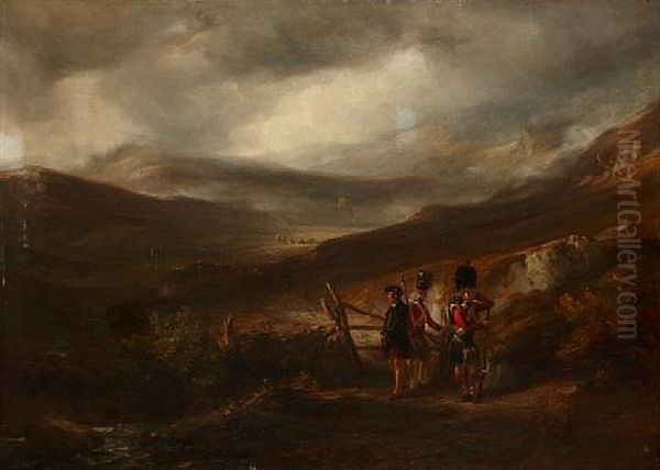 Soldiers Before An Extensive Highland Landscape - view 1