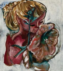 Young Girl With Flowers (+ A Portrait Of A Woman, Verso) by Pegi Nicol Macleod
