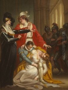 A Woman Swooning; Trio Of Soldiers Beyond A Woman Swooning; Trio Of Soldiers Beyond