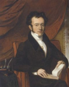 Portrait Of M. Marcelles, Honourary Consul To Cork, In A Brown Coat And A Cameo Pinned To A White Waistcoat, Seated In An Interior, On A Red Chair, With An Open Book