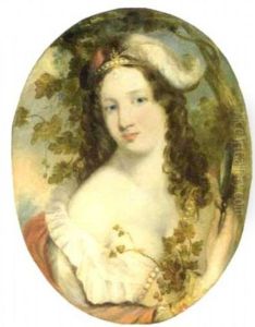 Portrait Of A Lady With Feather Headress And Holding A Magnifying Glass