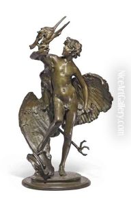 Young Faun With Heron by Frederick William MacMonnies