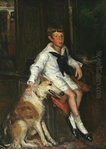 Portrait Of A Boy And His Dog by Frederick William MacMonnies