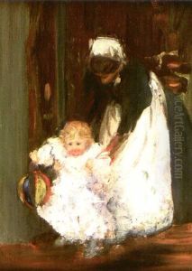 French Nursemaid And Baby Berthe by Frederick William MacMonnies