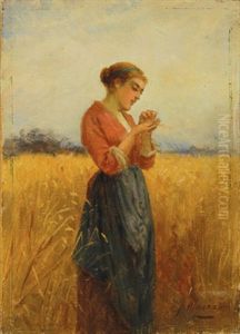 Preparatory Oil Sketch For Harvest Time by Peter Macnab