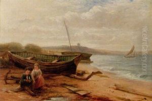 Flicka Och Gosse Pa Strand - Sommardag by Peter Macnab