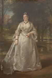 Full-length Portrait Of A Lady In The Grounds Of Culzean Castle by Daniel Macnee