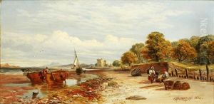 Fisherfolk On The Shore Before Barnbougle Castle