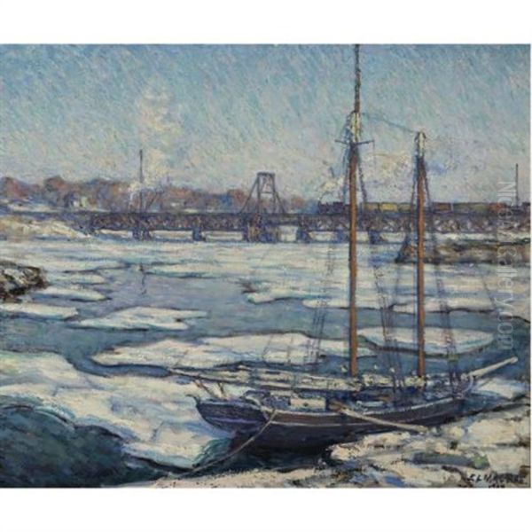 Schooner In The Ice, View From The Bush-holley House, Cos Cob, Connecticut - view 1