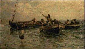 Unloading The Day's Catch by John Thomas Hamilton Macullum