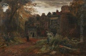 Gentleman And Dog At Country House by John MacWhirter