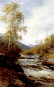 Fishing By A Mountain Stream by John MacWhirter