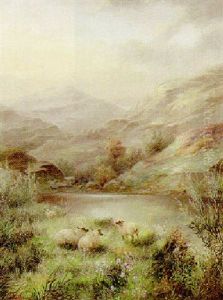Sheep Resting In A Highland Landscape by John MacWhirter
